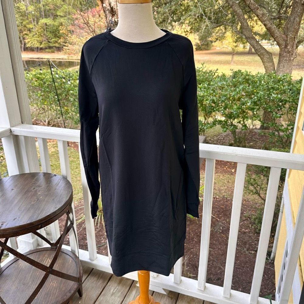 Athleta Black Snappy Sweatshirt Dress